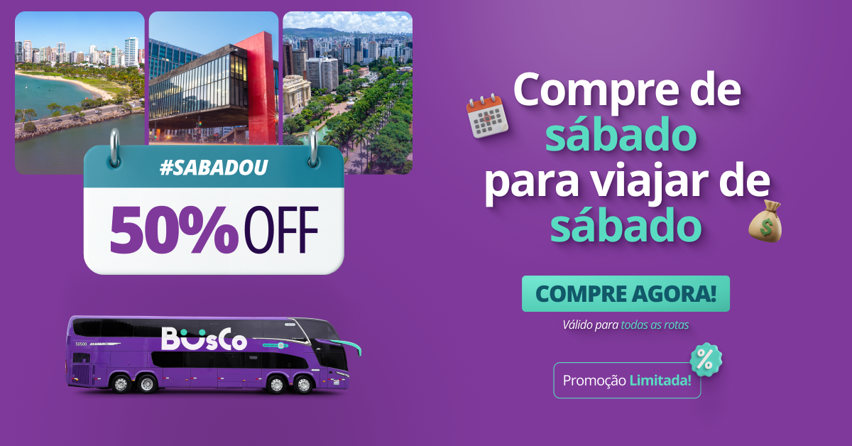 Viaje no s&aacute;bado pela METADE do pre&ccedil;o